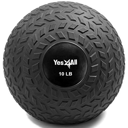 Yes4All Slam Ball, PVC Sand Filled Medicine Ball, 10-40lbs Weight Ball - Tread Black 10LBS