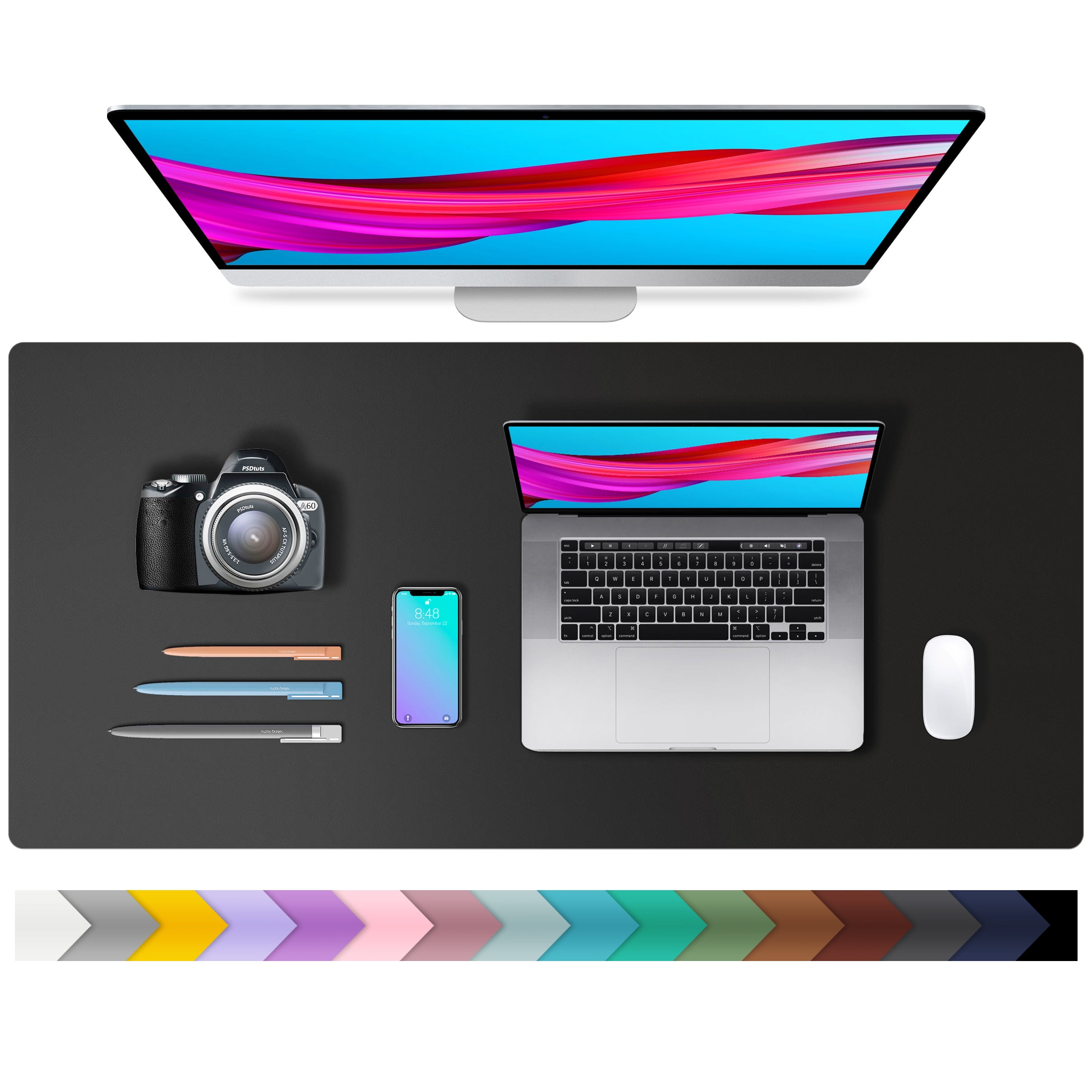 Aothia Leather Desk Pad Protector ,Mouse Pad,Office Desk Mat,36" x 17