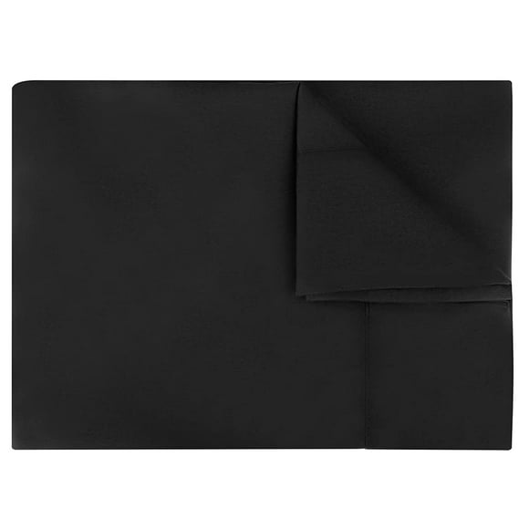 Draps Plats Respirants en Microfibre, Ultra Doux et Résistants aux Plis, Double Brossé pour Lit Simple, Double, Grand, Très Grand - Lavable en Machine (Noir, Double)