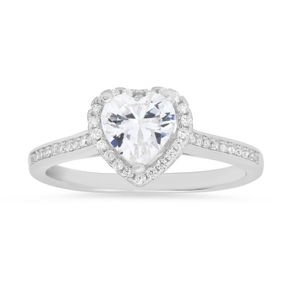 925 Sterling Silver Heart-cut Diamond CZ Halo Ring