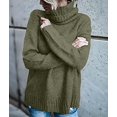 thumbnail image 6 of Women Oversized High Neck Pullover Sweater Cable Knit Long Sleeve Sweater Tops Green XL, 6 of 9