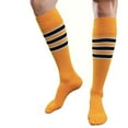 thumbnail image 3 of COUVER Unisex Cotton Bottom Cushion Striped Knee High Softball Sports Socks, Golden Yellow/White/Black, Medium, 1Pair, 3 of 8