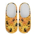 thumbnail image 2 of POLERO Halloween Closed Toe House Slippers for Woman Men Black Cat Pumpkin Print Soft Cotton Indoor Slippers Comfortable Slip On Bedroom Shoes, Size 4.5-5.5, 2 of 7