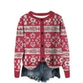 thumbnail image 3 of Wiyuqeen Christmas Tree Knit Cardigans for Women Crewneck Button Down Ribbed Knit Cardigans Long Sleeve Lightweight Jacket Coats, 3 of 5