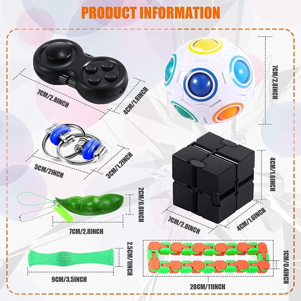 Chennyfun Fidget Sensory Toy Set, 50 Stück, Anti-Stress-Infinity Cube Mochi Squeeze Toy, Stressabbau für Kinder, Linderung von Angst, Autismus und ADHS