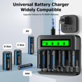 thumbnail image 2 of Paquete de 4 Pilas Recargabl D de 10000mAh con Cargador de 8 Bahías para Pilas Recargabl NIMH de 1.2V AA/AAA/C/D,Alta Capacidad, Baja Autodcarga, con Cable Micro USB, 2 of 5