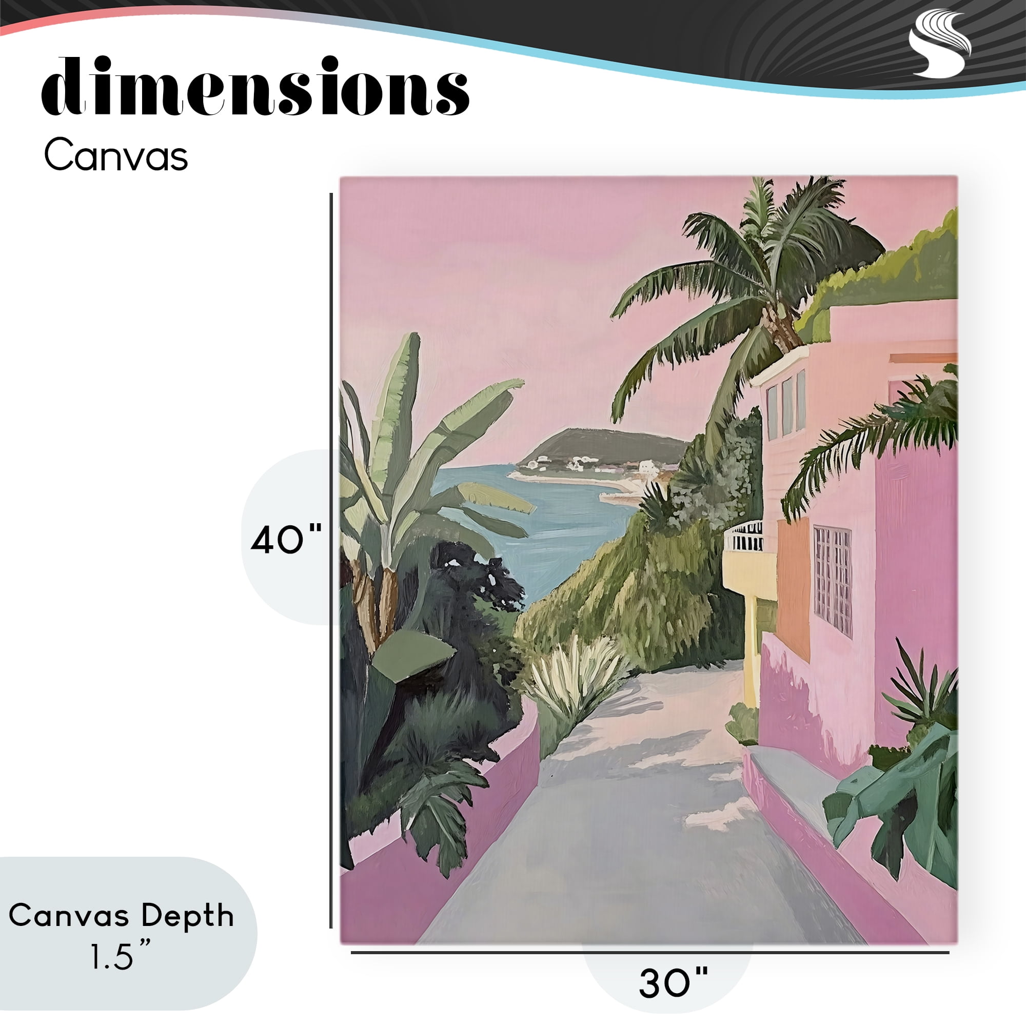 Stupell Industries Mediterranean Pink Coastal House Canvas Wall Art, design by The Prints Vibe
