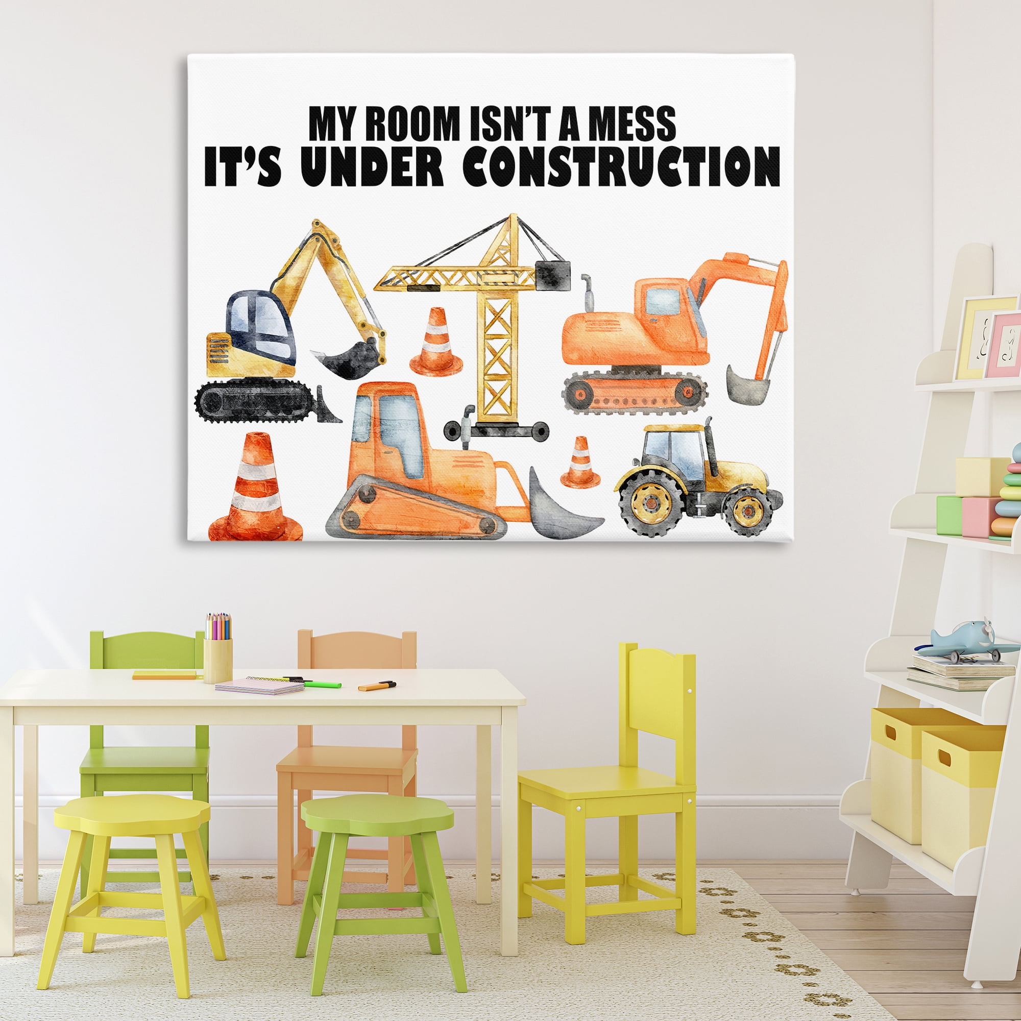 Not A Mess Under Construction Canvas Wall Art, design by Kim Allen