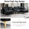 thumbnail image 3 of Canapé Sectionnel Moderne en Forme de U - 125,9 Po en Chenille avec Fauteuil Inclinable et USB, 3 of 8