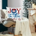 thumbnail image 3 of Blue Merry Christmas Pillow Covers 18x18 Inch Red Buffalo Plaids Truck with Xmas Tree Joy Wreath Winter Snowflake Happy Holiday Farmhouse Decorations Throw Pillow Cases White Linen, 4 Pack, 3 of 6