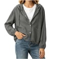 thumbnail image 6 of Edvintorg Womens Jacket Cotton and Linen Long Sleeve Casual Coat Lightweight Hooded Button Down Outerwear with Pocket Clothes for Women Gray XXL, 6 of 9