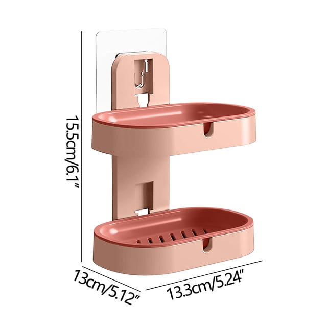 Agiferg Bathroom Sink Soap Box Creative Punch-free Rack Home Wall-mounted Double-layer Soap Box