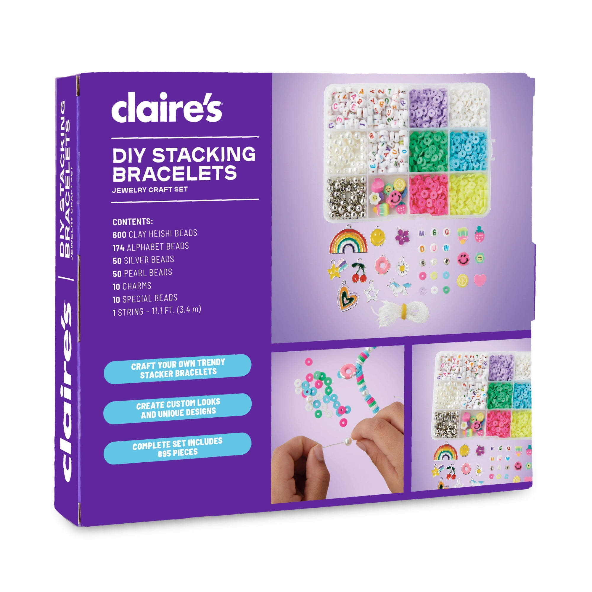 Claire’s® DIY Stacking Bracelets Jewelry Craft Set, Kids Craft Kit, Bracelet Making, Arts & Crafts for Girls