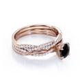 thumbnail image 3 of JeenMata Twisted Pave - 1.75 Carat Round Shaped Lab Created Black Diamond and Moissanite - Four Prong Wedding Set - 18K Rose Gold Plating over Silver, 3 of 7