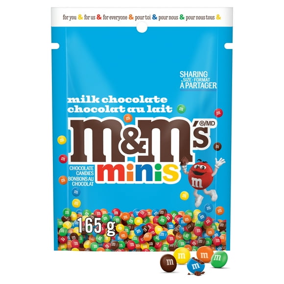 M&M’S, bonbons au chocolat au lait MINIS, format partage, 165 g M&MS MINIS SUP 165G - FRENCH
