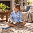 thumbnail image 6 of Lanbubble Girls Robe with Sleep Mask & Scrunchie Set, Soft Bathrobe Sleepwear for Kids 6-13 Years, 6 of 7