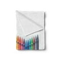 thumbnail image 2 of Crayon Soft Flannel Fleece Throw Blanket, Photo of Wavy Border Tiny Children's Painting Craft on Plain Backdrop Print, Cozy Plush for Indoor and Outdoor Use, 70" x 90", Multicolor, by Ambesonne, 2 of 5