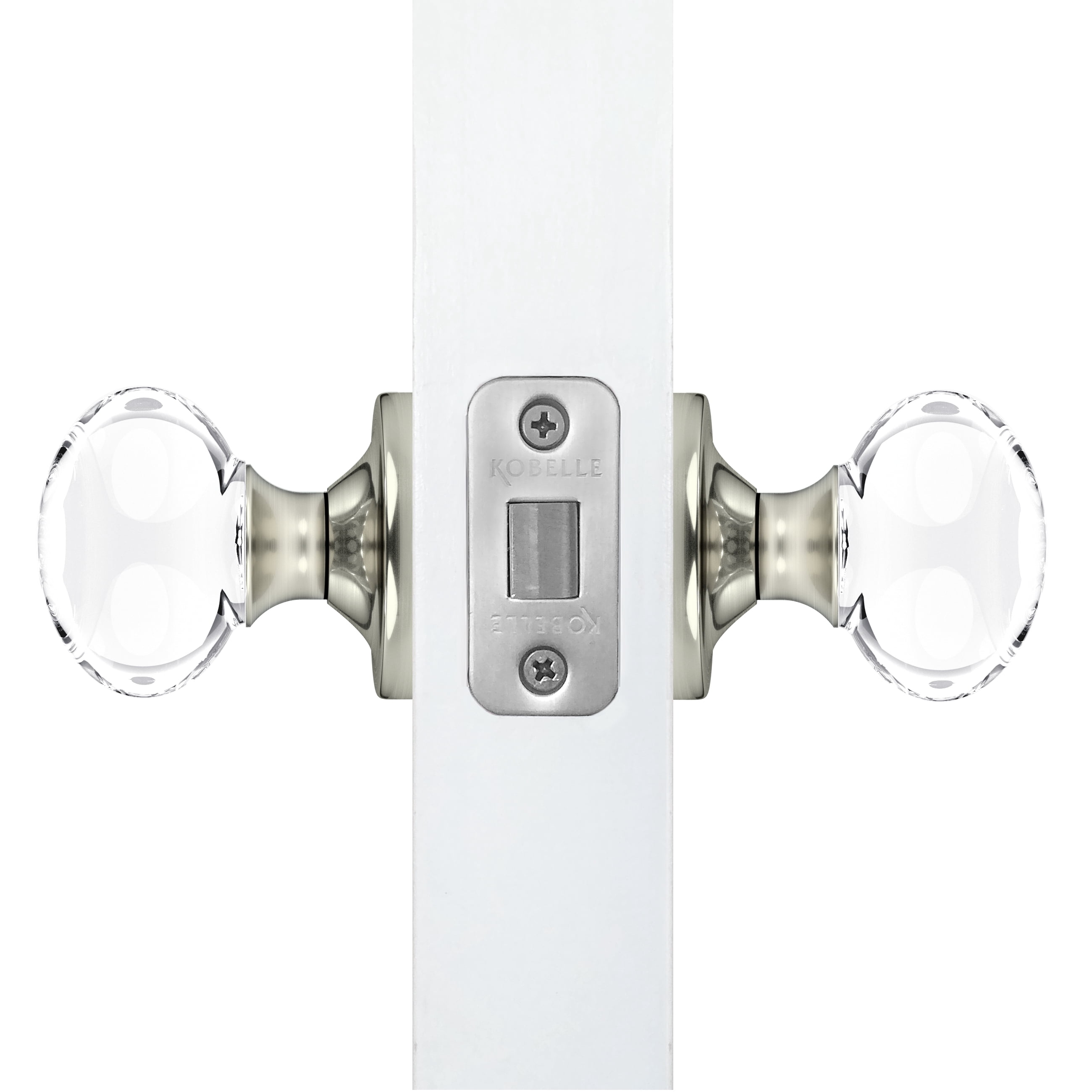 Passage Oval Egg Crystal Door Knobs Satin Nickel Round Rosette