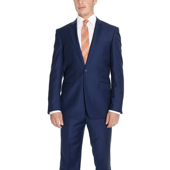 Raphael Regular Fit Solid Blue Two Button Suit