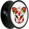 thumbnail image 2 of Body Candy 20mm Strawberry Cow Black Acrylic Saddle Plug Set of 2pc, 2 of 4