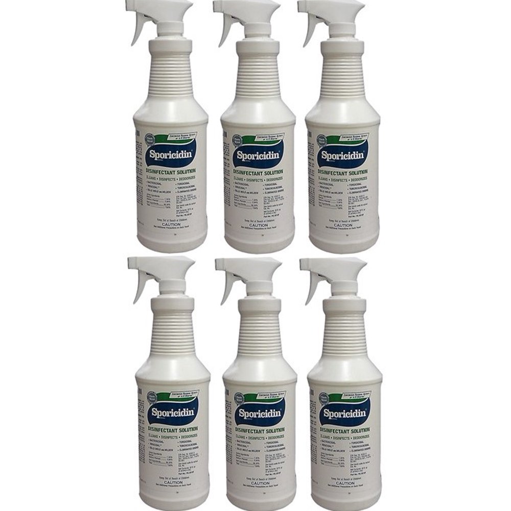 Sporicidin 32oz Pump Spray Bottle Disinfectant Solution Fresh Scent (6