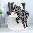 thumbnail image 4 of Animal Soft Flannel Fleece Throw Blanket, Floral Ornamental Animal Mammal Tattoo Art, Cozy Plush for Indoor and Outdoor Use, 50" x 70", Black and White, by Ambesonne, 4 of 5