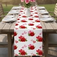 thumbnail image 4 of Red Roses Table Runner - 70 Inch Long Valentine's Day Floral Love White Country Cotton and Linen Blended Dress Scarves Farmhouse Table Runner for Kitchen Dining, Coffee Table, 13" x 70", 4 of 8
