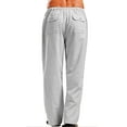 thumbnail image 2 of xiaxaixu Men's Wide Leg Pants Drawstring Solid Color Linen Beach Pants Yoga Trousers Streetwear, 2 of 5