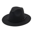 thumbnail image 2 of Women's Wide Fedora Hat, Decorative Buckle Strap Jazz Cap, Lightweight Breathable Fabric with Adjustable Drawstring Fall Winter Sun Hat Black One Size, 2 of 2