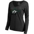 thumbnail image 2 of Women's Black Dallas Stars Midnight Mascot Long Sleeve V-Neck T-Shirt, 2 of 3