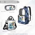 thumbnail image 4 of Kuiaobaty 3 Pcs Clear Backpack and Lunch Bag Set for Teen Boys Large Capacity Clear Backpack and Pencil Case Lightweight School Bag with Lunch Box for School Stadium, Water Fire Shark Print, 4 of 5