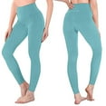 thumbnail image 4 of Miluxas High Waisted Leggings for Women Solid Color Soft Tummy Control Pants Workout Yoga Pants for Running Light Blue XXL(XXL), 4 of 5