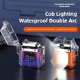thumbnail image 4 of Electronic Rechargeable Lighter Outdoor Windproof Lighter Transparent Waterproof Double Arc Lighter LED Power Display Type-C for Boyfriends and Friends (Orange), 4 of 6