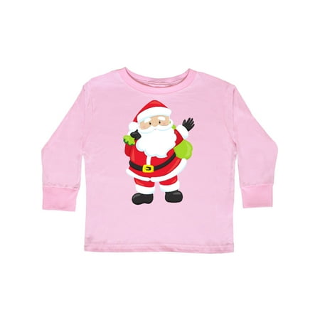 

Inktastic Santa Claus Smiling Santa Santa With Gift Bag Gift Toddler Boy or Toddler Girl Long Sleeve T-Shirt