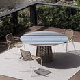 thumbnail image 7 of Waterproof Round Tablecloth with Elastic - 35-44 Inch Light Blue Wood Grain Print Outdoor Patio Table Cover for Picnic, Garden, Dining & Party Decor, Fitted Design, 7 of 7