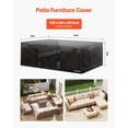 thumbnail image 2 of VEVOR Patio Furniture Cover, 420D Heavy Duty Waterproof Outdoor Dining Table and Chairs Cover, Large Rectangular Patio Table Covers with Air Vent for All Weather, 130L x 84W x 28H inch, Black, 2 of 9