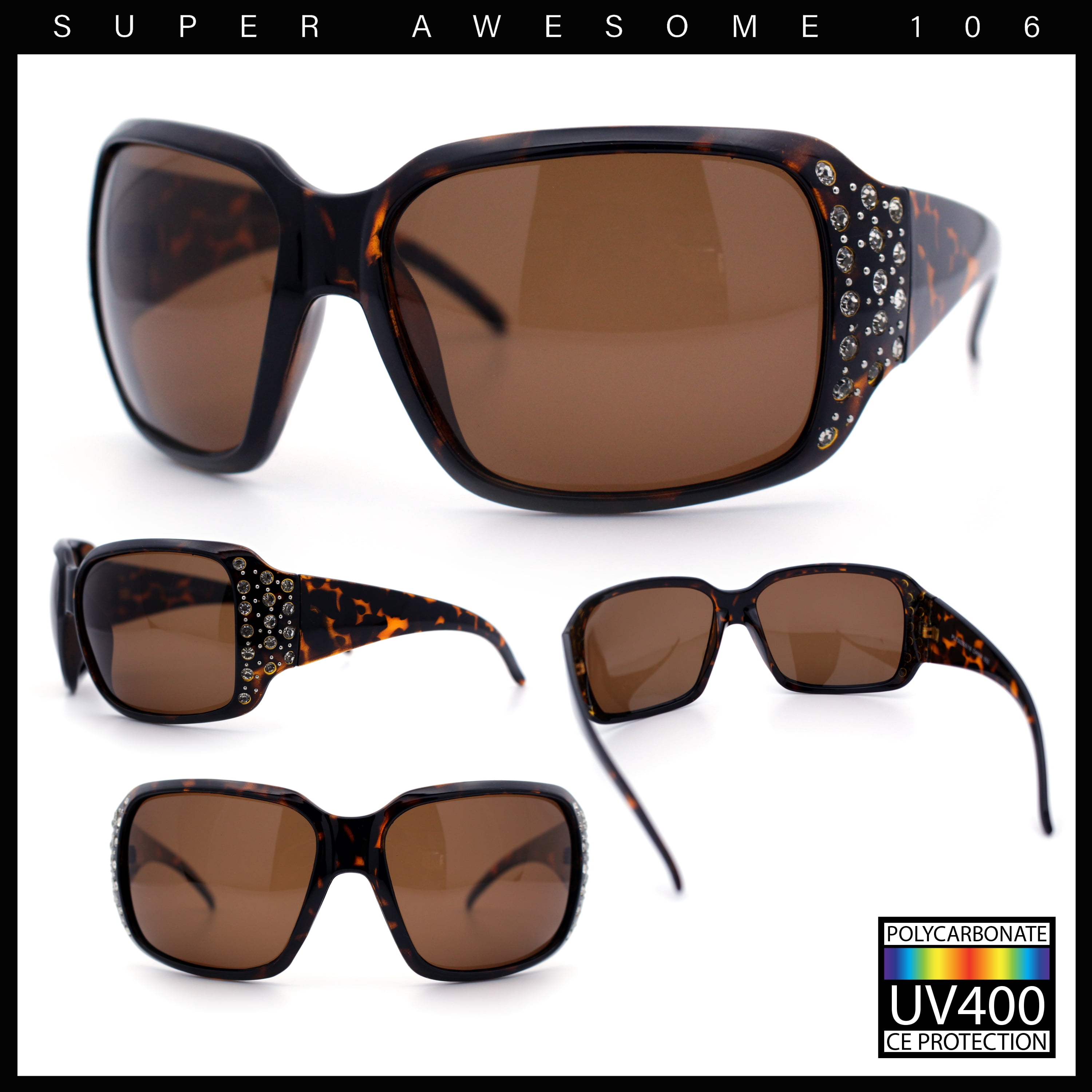 SA106 Large Adult Frame Polarized Lens Oversize Rhinestone Bling