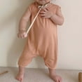 thumbnail image 5 of AJTQTH Summer Rompers for Baby Infant Crewneck Sleeveless Solid Color Jumpsuit Toddler Newborn Unisex Knee Length Playsuit Girls Boys Baby Bodysuit Onesie Orange 10 Months, 5 of 5