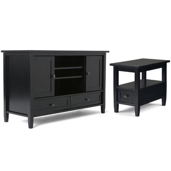 Home Square 2-Piece Set with 47" TV Media Stand and 14" Narrow Side Table