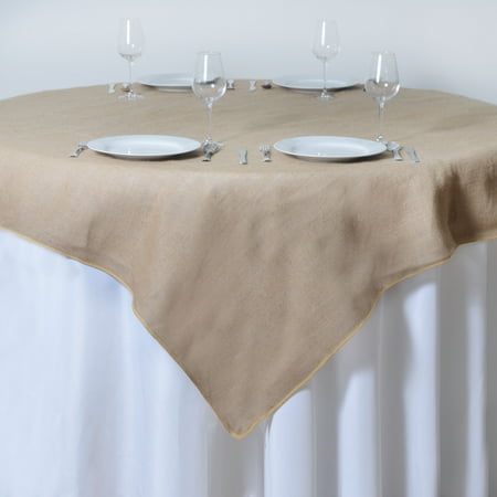 

BalsaCircle 72 x 72 Natural Brown Burlap Square Table Overlay Wedding Party Tablecloth Catering