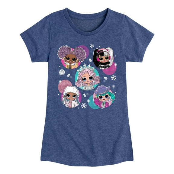 LOL OMG - Winter Dolls - Snow Princesses Circles - Toddler & Youth Girls Short Sleeve Graphic T-Shirt