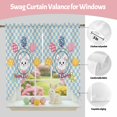 thumbnail image 3 of Swag Curtains Valances for Windows, Happy Easter Short Kitchen Window Curtains Over Sink, Cute Easter Bunny Eggs Cafe Curtains Panel Set Of 2,Rod Pocket, 36 Inches Length Blue Plaid, 3 of 9