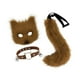 thumbnail image 4 of Máscara y cola de Therian, novedoso disfraz de Halloween, máscara facial falsa con collar Marrón, 4 of 9