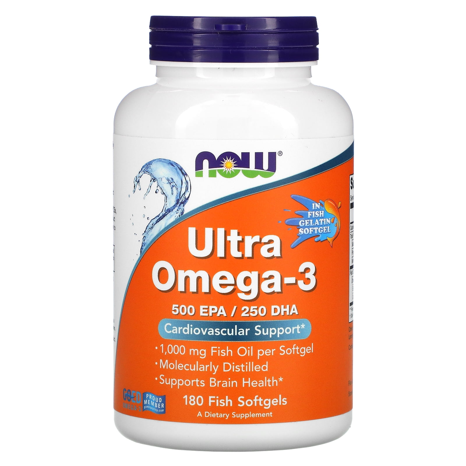 Now Foods Ultra Omega-3, 500 EPA/250 DHA, 180 Fish Softgels - Walmart