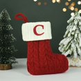thumbnail image 1 of Calcetines de Navidad con letras y nombre, medias de punto con alfabeto, copo de nieve rojo, decoraciones colgantes de árbol de Navidad para el hogar, regalos de navidad, 1 of 4