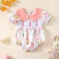 thumbnail image 2 of Baby Girl Bubble Romper Easter Baby Girl Easter Rabbit Prints Crawling Suit Summer Jumpsuit Baby Girl Outfits Pink 0 Months-3 Months, 2 of 6