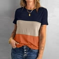 thumbnail image 4 of Birdeem Mode Femmes Été Décontracté Hauts Col Rond Patchwork Manches Courtes T-Shirts Blouse, 4 of 7