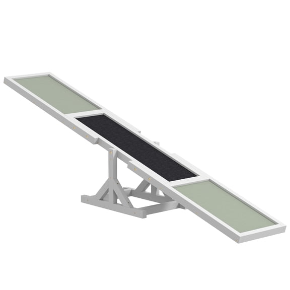 Wooden Dog Agility Seesaw for Training and Exercise, 71 L x 12 W x 12 H, White, Weather Resistant Pet Supplies for Outdoor Use