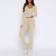 thumbnail image 2 of Conjunto de 2 piezas de manga larga para mujer: top con cuello en V y pantalones anchos, poliéster y spandex, tallas S-XL, 2 of 7