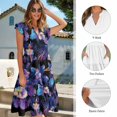 thumbnail image 6 of Garronmavis Purple Hibiscus Matching Outfits for Couples Husban and Wife Clothing Men's Short Sleeve Summer Casual Shirt and Women's V-neck Dress Size XL A-Line Beach Party Dress, 6 of 7